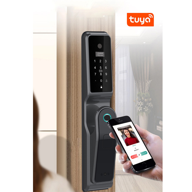 Safety Tuya smart new intelligent automatic fingerprint keyless smart door lock with camera