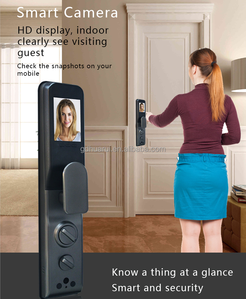 Safety Tuya smart new intelligent automatic fingerprint keyless smart door lock with camera