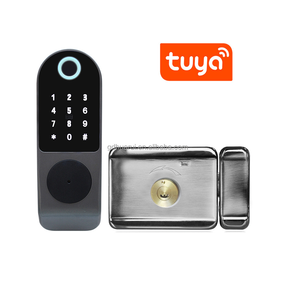 Huarui tuya Waterproof Smart Door Lock TTLock WiFi Fingerprint Home Lever Gate Locker