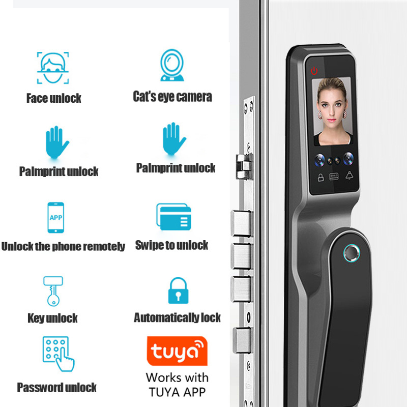 Huarui lock Tuya Door Lock Wifi Fingerprint Fully Automatic Intelligent Camera Zigbee Smart door lock