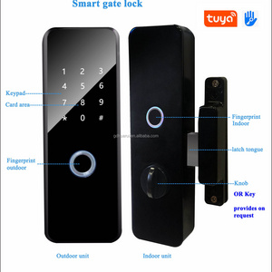 huarui lock waterproof smart gate lock fingerprint dual sides metal intelligent ttlock tuya smart wifi door lock