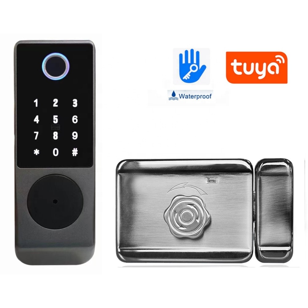 waterproof IP65 outer cerraduras intelligent fingerprint smart gate lock tuya smart wifi or ttlock