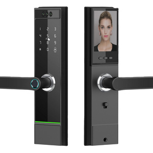 HR26 2024 Latest biometric face recognition Tuya WiFi App Smar fingerprint door handle Digital Keyless lock with camera