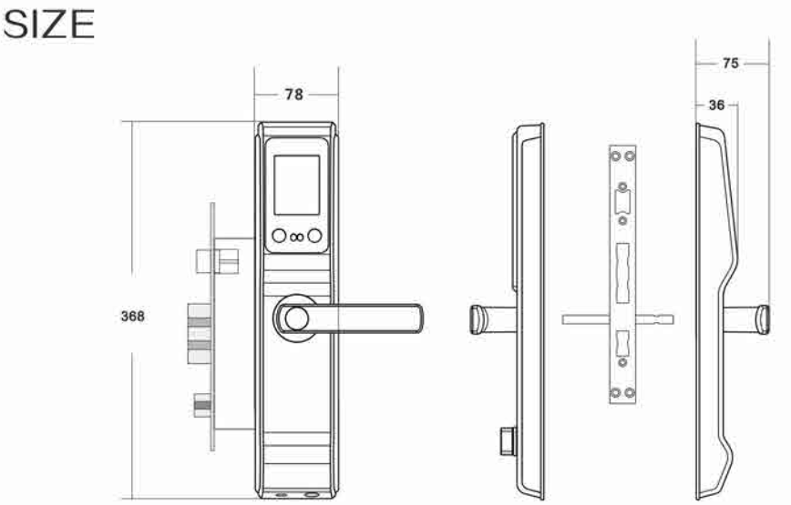 Huarui H9 5 in 1 digital door lock, door handle lock