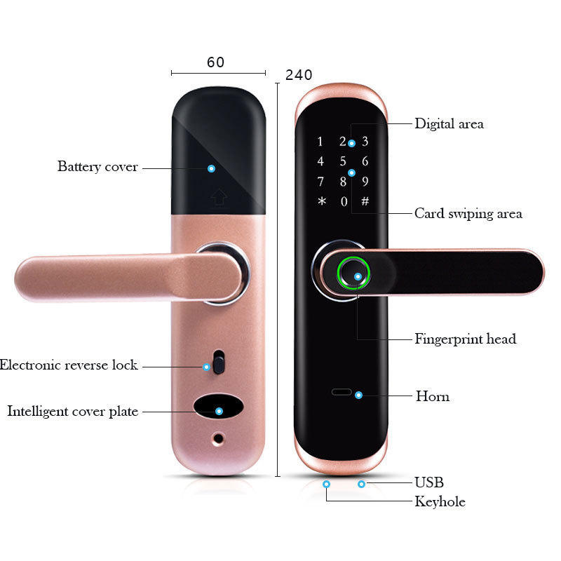 Huaruilock cerradura inteligente Smart Lock Door Thumbprint Biometric Intelligent Electronic Fingerprint WiFi TTLock Door Lock