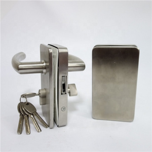 French Glass Door Lock Swing Glass Door Lock with Lever Handle Mortise Lock Body and Brass Cylinder