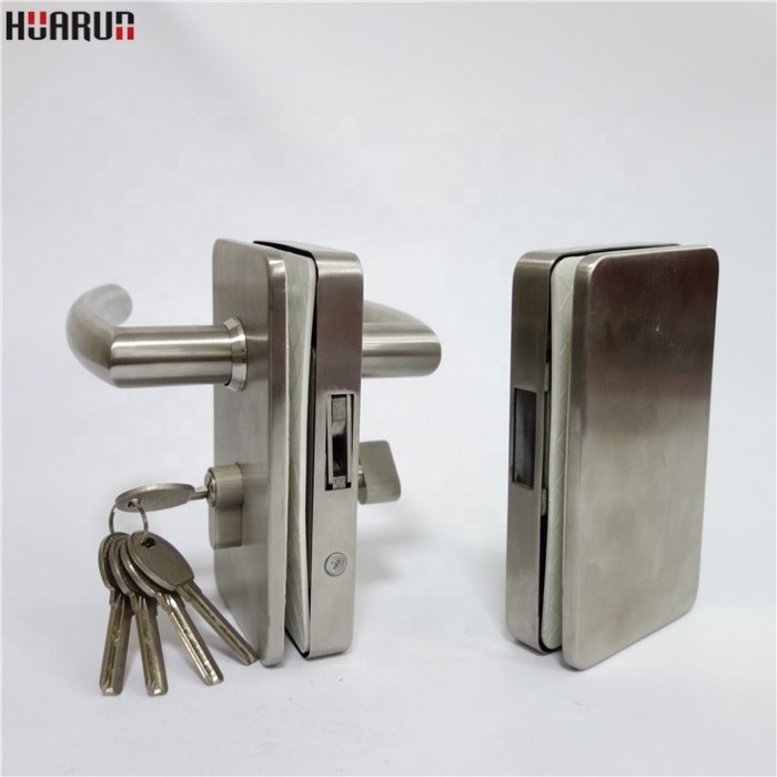 French Glass Door Lock Swing Glass Door Lock with Lever Handle Mortise Lock Body and Brass Cylinder