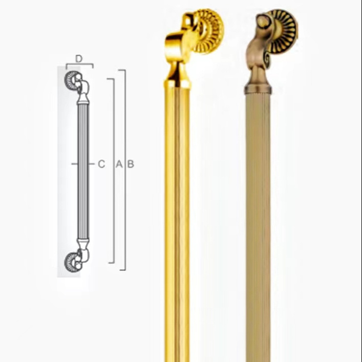 HR-335M door pull handle,golden color pull handle,luxury classic brass door handle in hotel