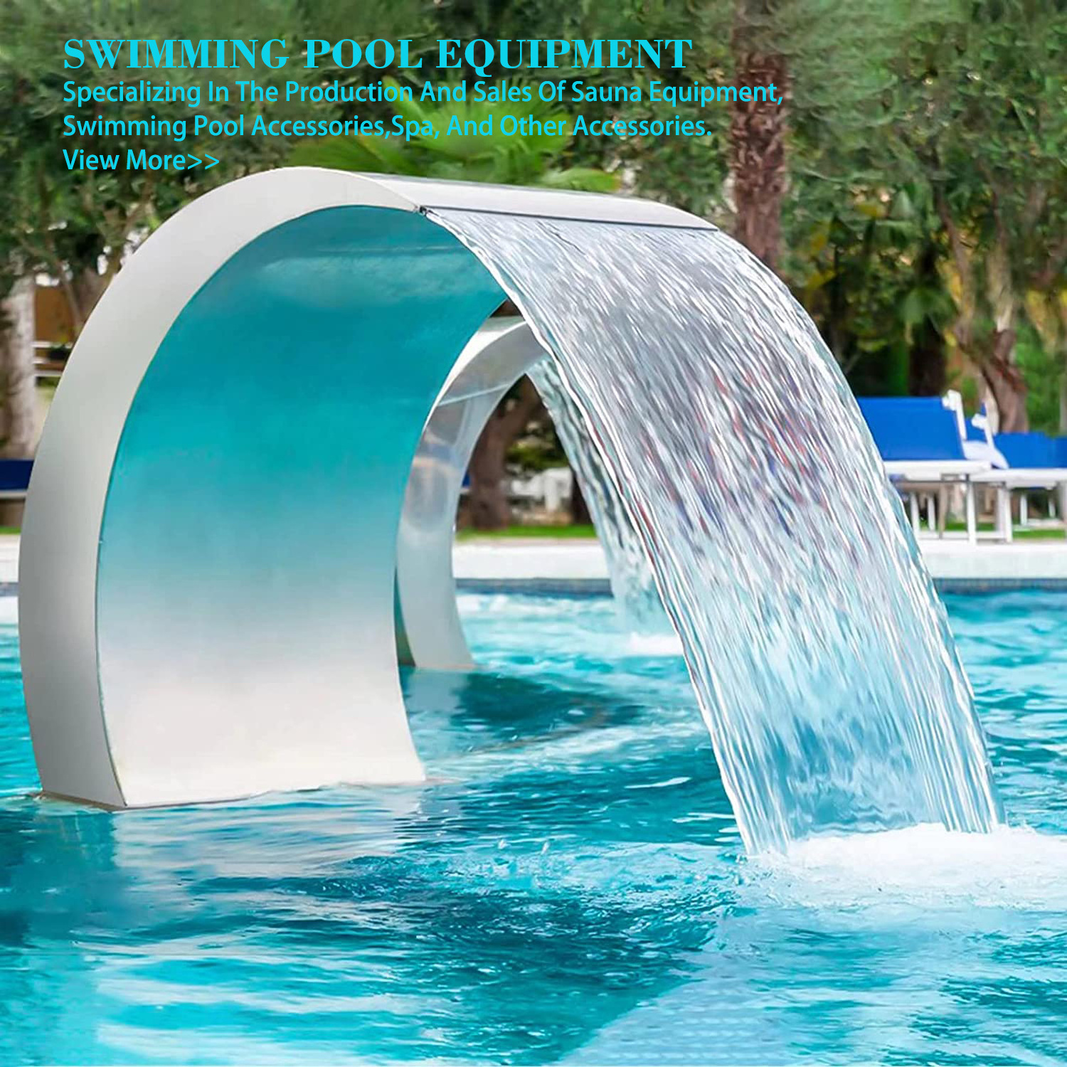 Factory wholesale artificial pool accessories stainless steel swimming pool fountain waterfall