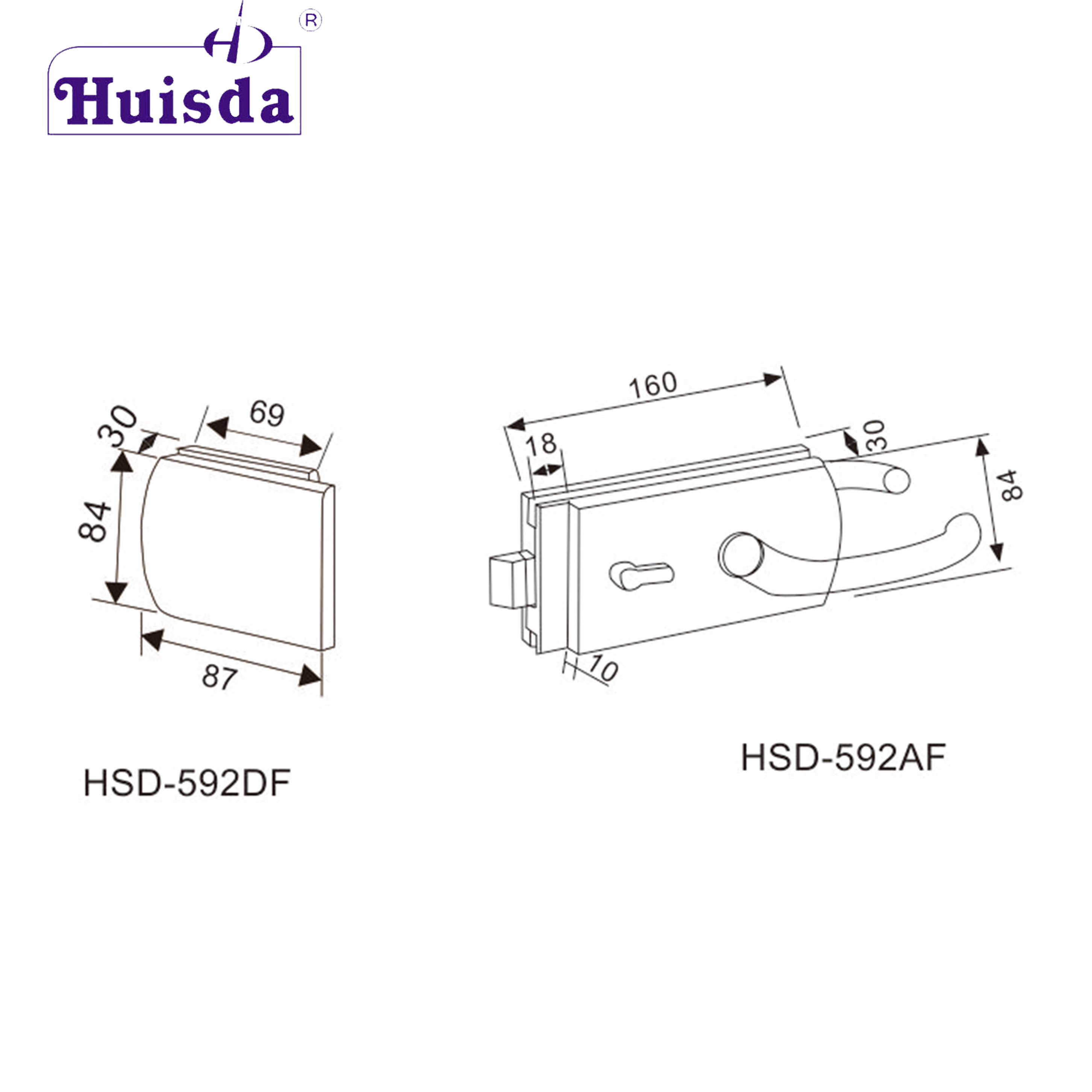 French Glass Door Lock Single Action Swing Door Glass Door Lock with Lever Handle Mortise Lock Body and Brass Cylinder