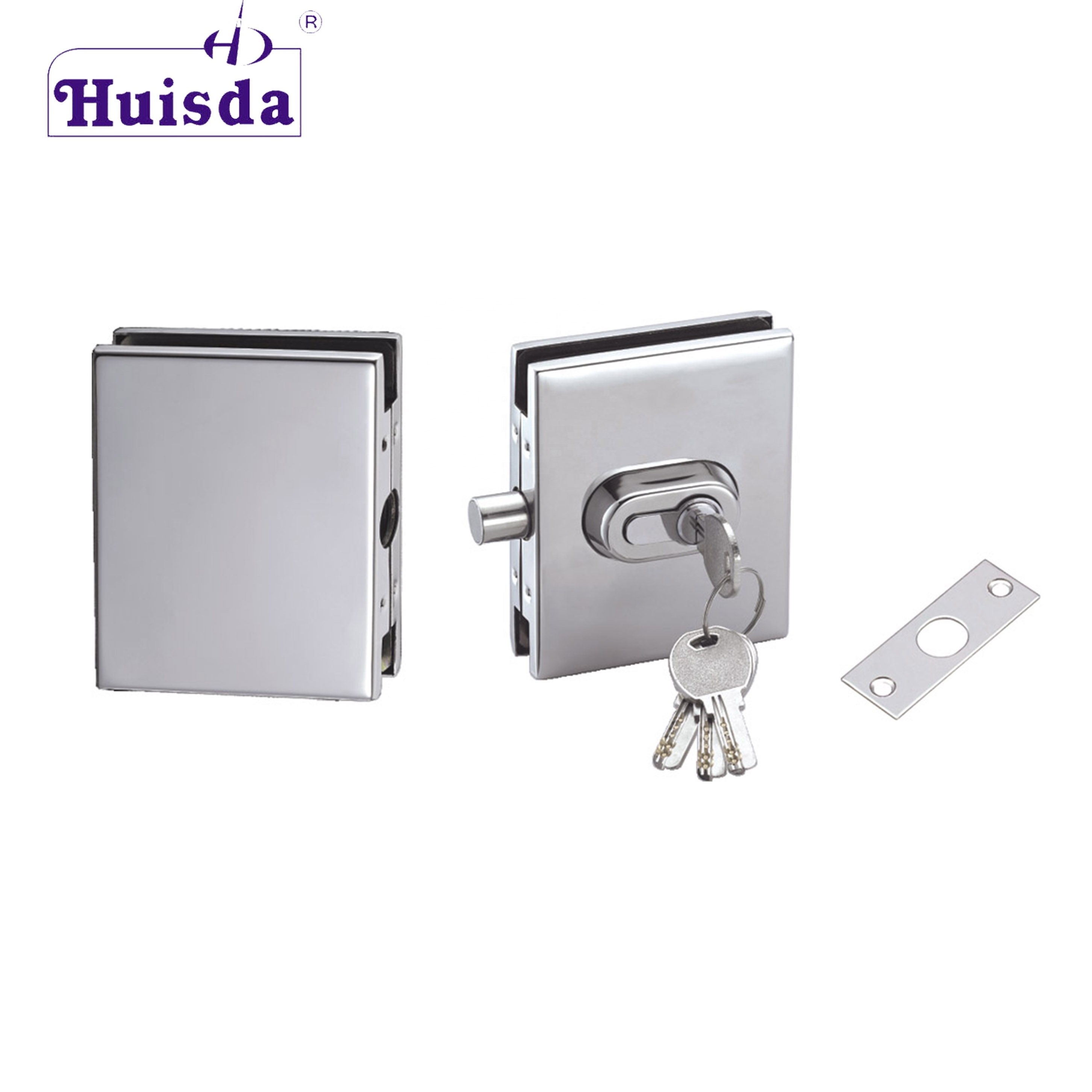 HSD 542B Glass Door Lock Keeper Stainless Steel 304 Cover With Four Keys for 10-12 mm Glass Door