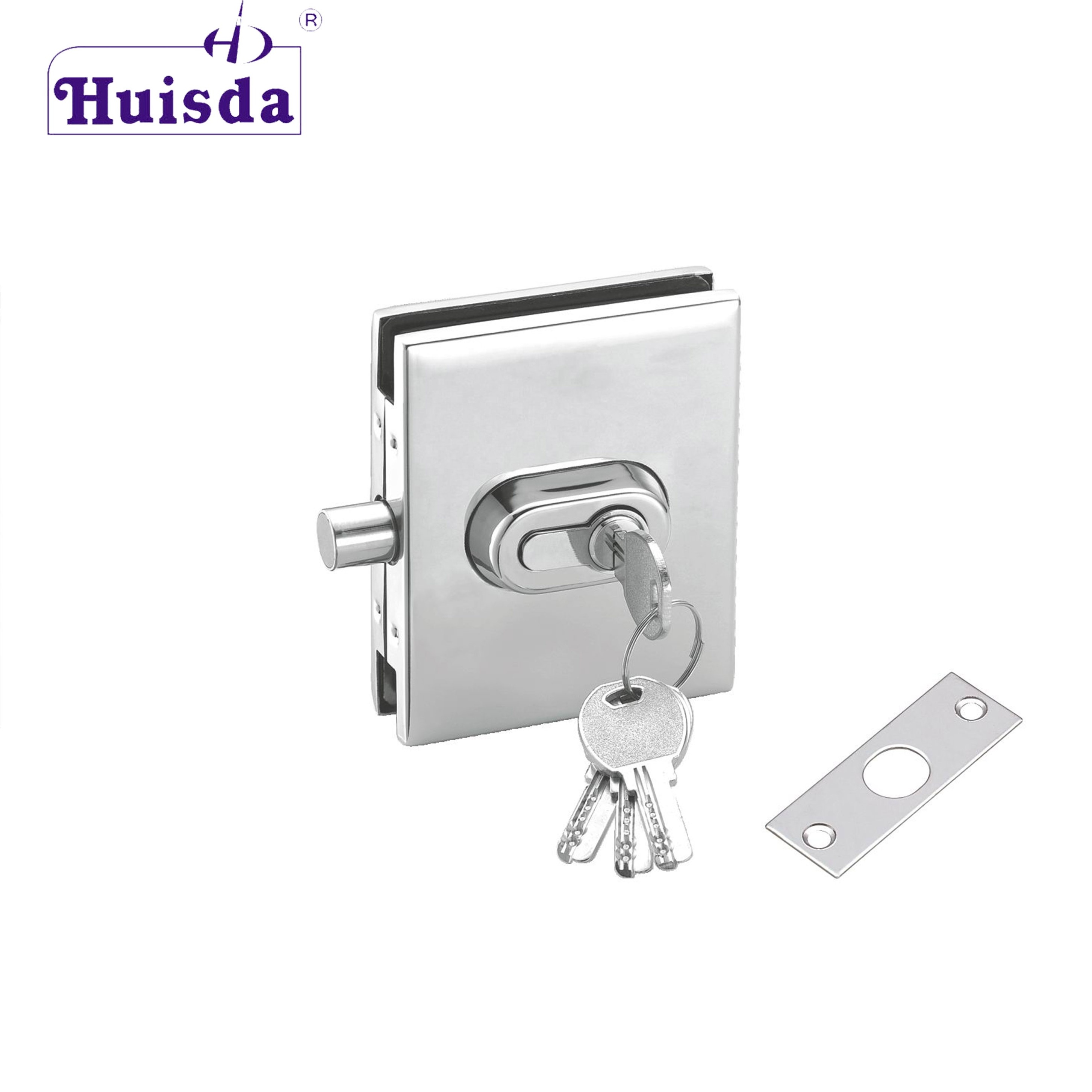 HSD 542B Glass Door Lock Keeper Stainless Steel 304 Cover With Four Keys for 10-12 mm Glass Door