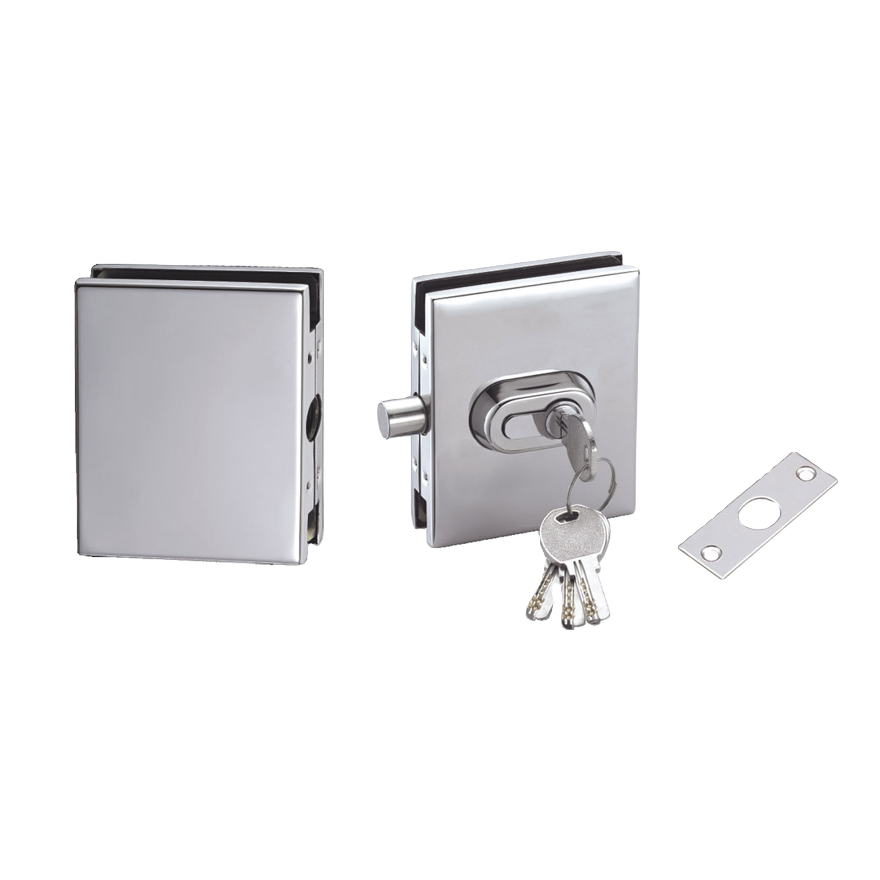 HSD 542B Glass Door Lock Keeper Stainless Steel 304 Cover With Four Keys for 10-12 mm Glass Door