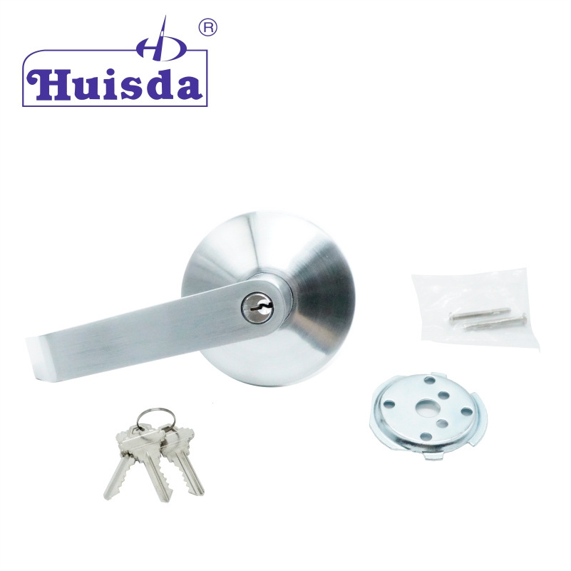 Panic Bar Lever Handle Lock for Fire Door Cam Latch Keyed Non Handed Zinc Alloy Exterior Door Lock in Satin Nickel