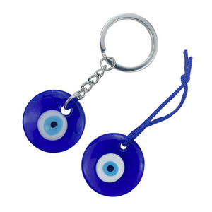 Wholesale Custom Greek Evil Eye Key Chain Keyring Turkish Glass Evil Eye Keychain Stainless Steel