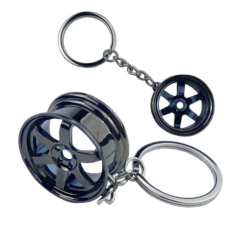 Hot Mini Solid Zinc Alloy Hub Keyring Auto Car Part Metal Rim Wheel Keychains