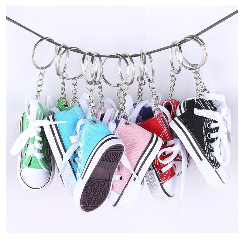 New fashion high simulation degree customized logo gift cute cloth fabric 3D mini sneakers keychain