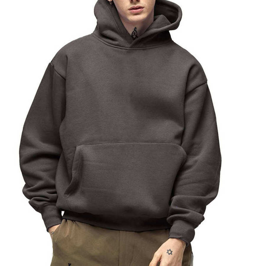 High Quality 460 Gsm Cotton Thick Blank Plain Heavyweight Oversized Hoodies No String Unisex Custom Logo Plus Size Men's Hoodies