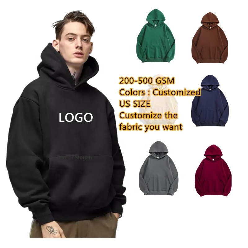 High Quality 460 Gsm Cotton Thick Blank Plain Heavyweight Oversized Hoodies No String Unisex Custom Logo Plus Size Men's Hoodies