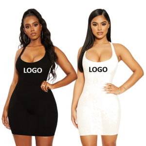 Wholesale Bulk Private Label Women Sexy One Piece Fitness Tight Dress Custom Logo Sexy Women Casual Dresses