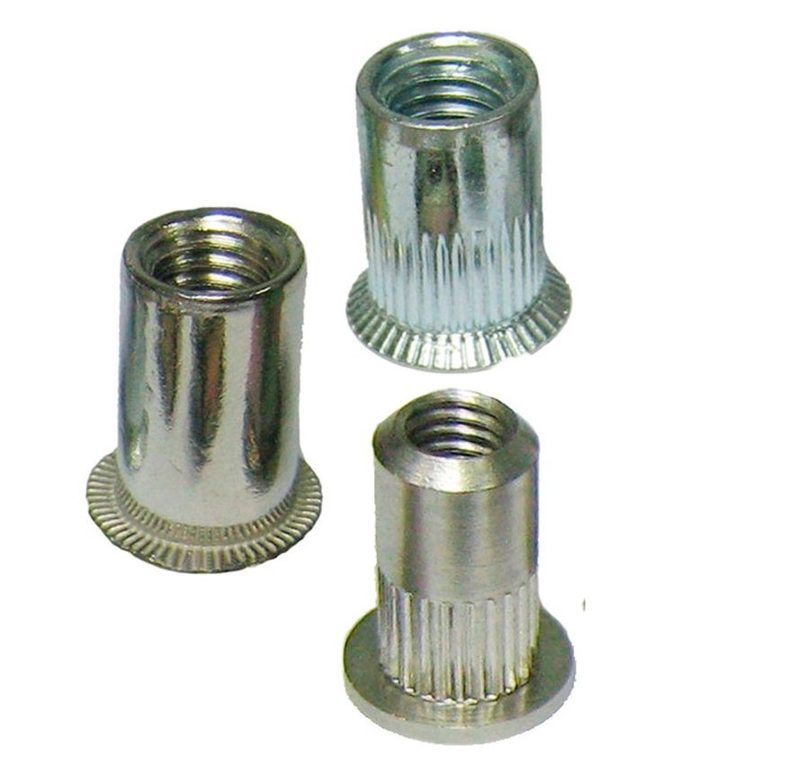 M5 M6 M8 steel splined knurled body countersunk flat head rivet nut