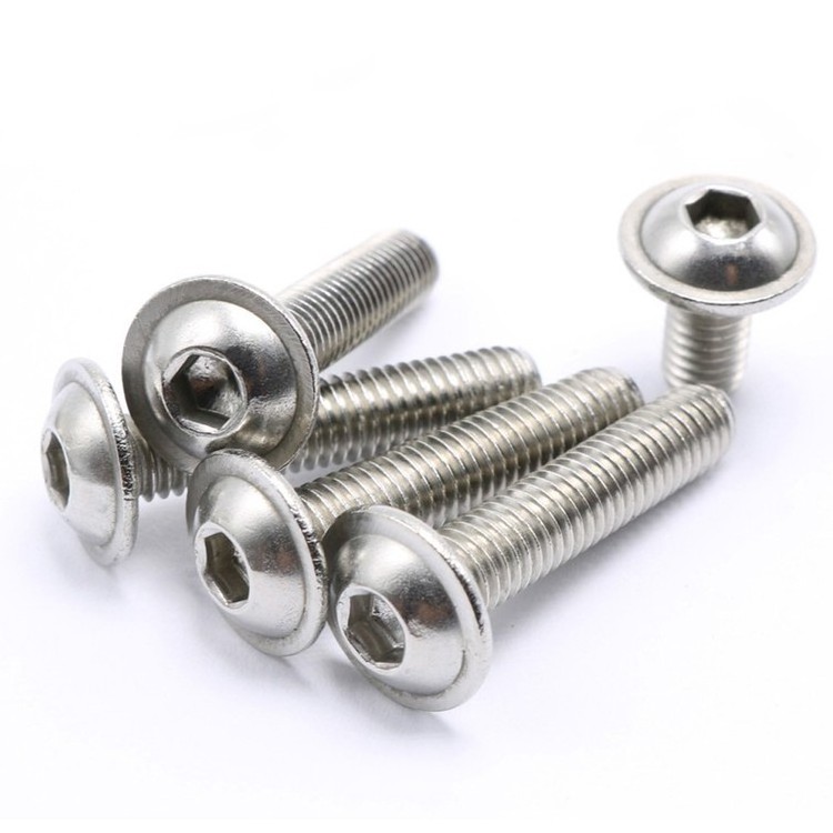 Stainless steel hex socket button flange head screw with collar