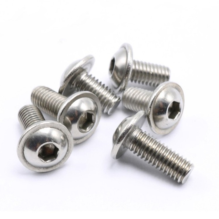 Stainless steel hex socket button flange head screw with collar