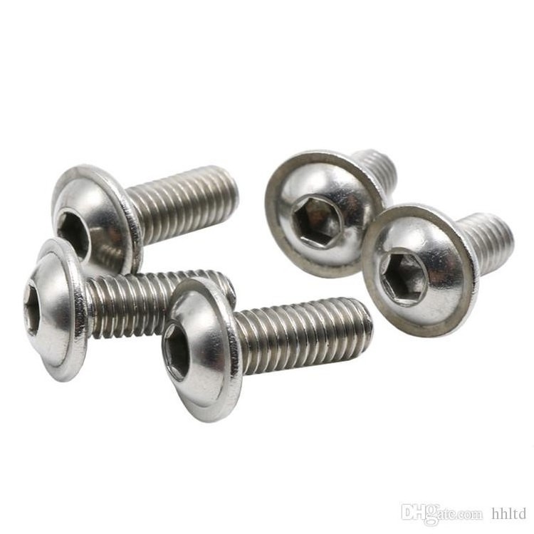 Stainless steel hex socket button flange head screw with collar