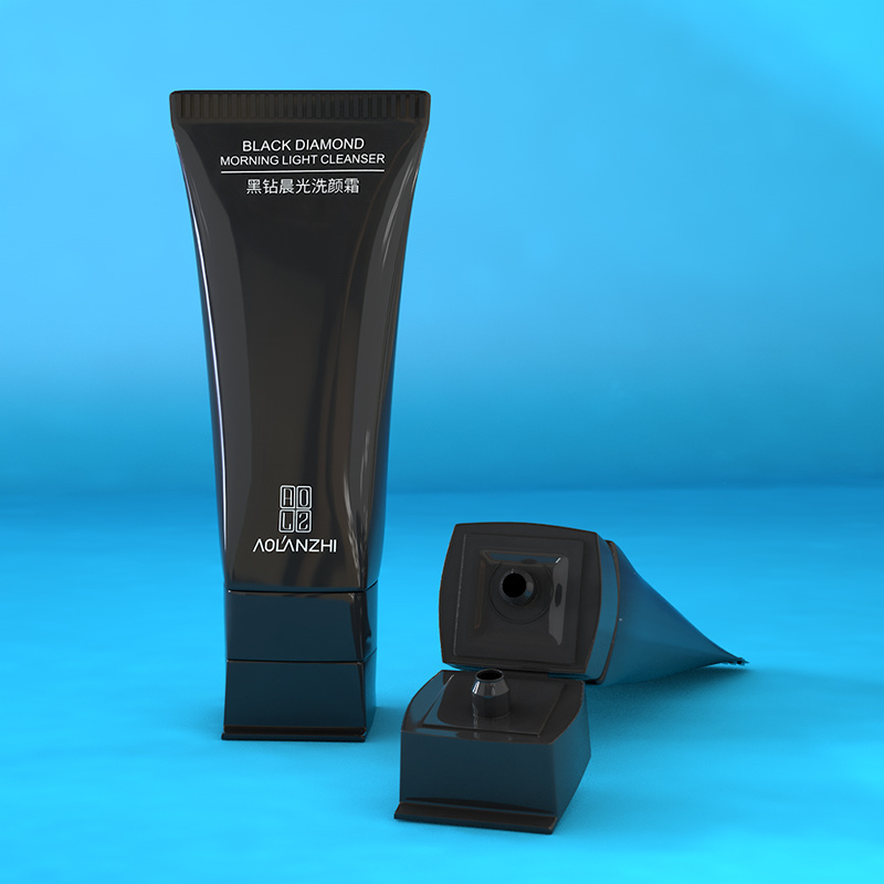 100g Empty Face Cream Plastic Tube with Square Flip top Cover Black Tube Packaging Empty High Grade Packaging