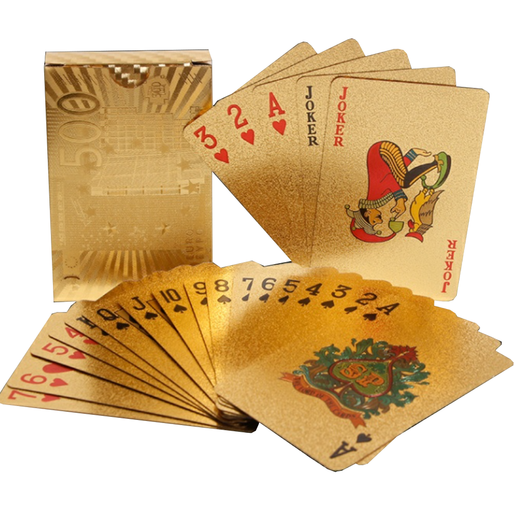 Classical Eco-friendly Durable 54 pcs Custom Printing Golden Plastic PVC Poker card