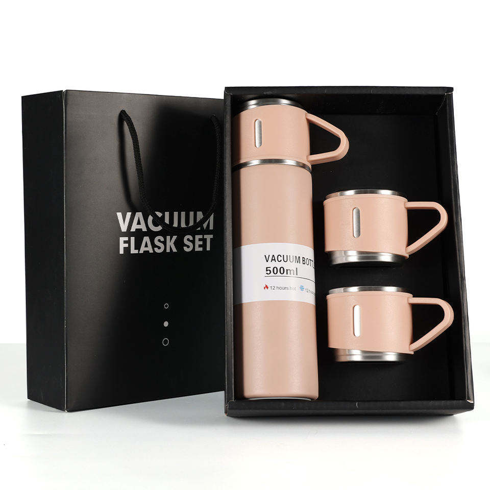 Stainless Steel 500ML Vacuum Flask Gift Set Office Business Style Thermos Bottle Outdoor Hot Water Thermal Insulation Couple Cup