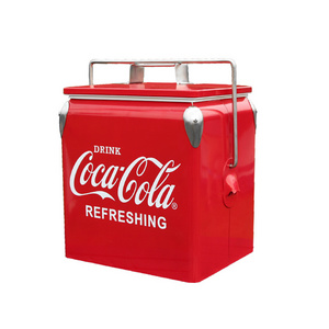 Customized Multi Promotional Beer Wine Metal Cooler Box Vintage Rolling cooler Outdoor Portable Picnic Ice Cooler Box