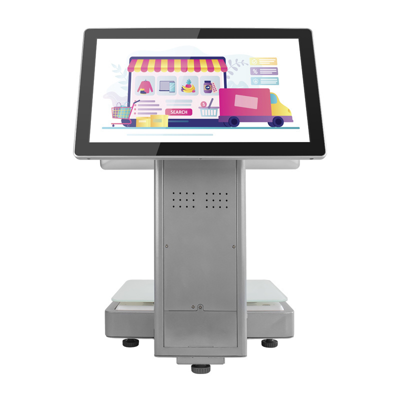 Dual screen weighing and cashier integrated POS system, AI recognition of products, automatic weight calculation