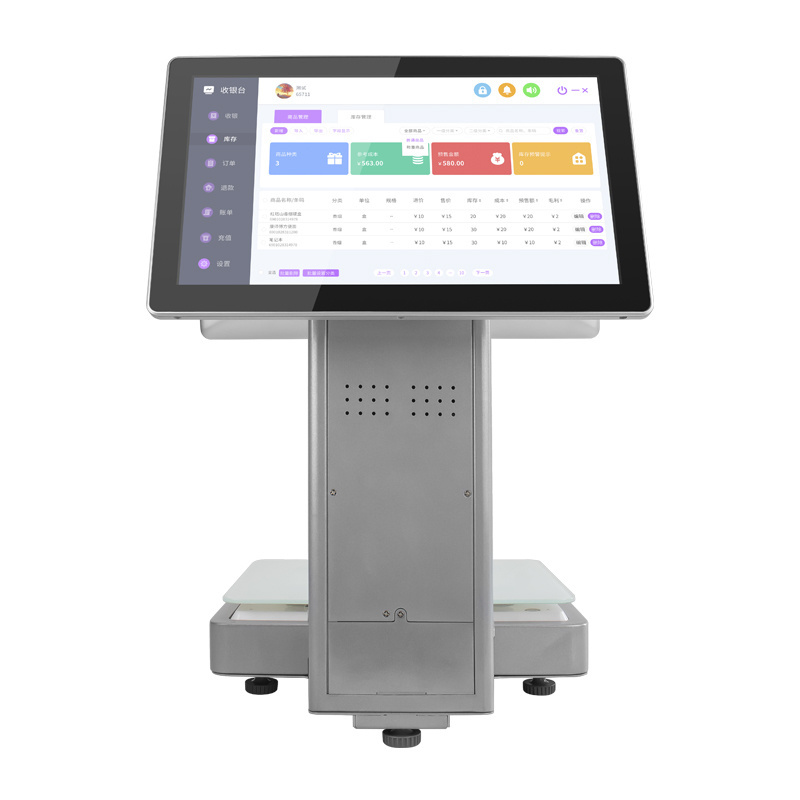 Dual screen weighing and cashier integrated POS system, AI recognition of products, automatic weight calculation