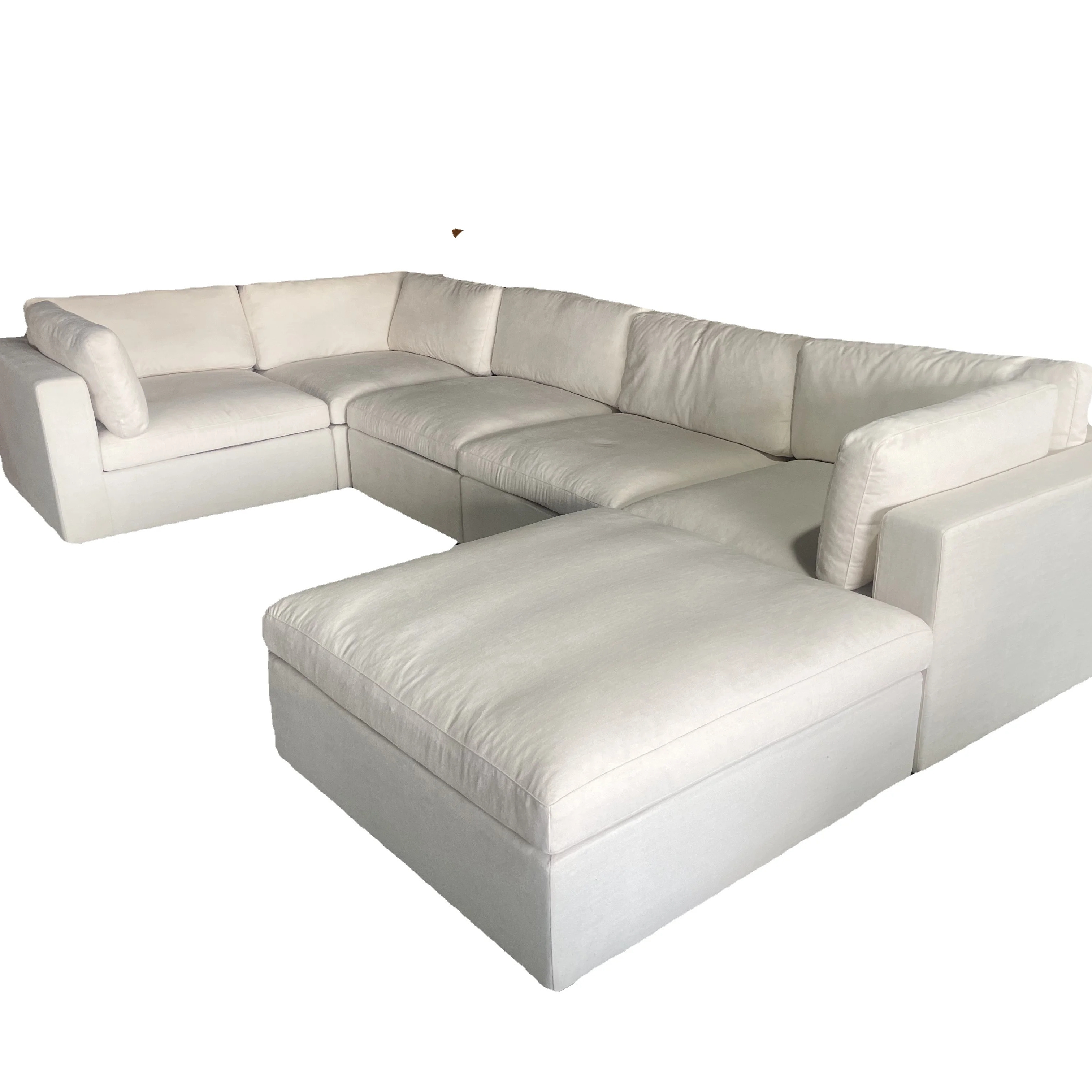 Modern Luxury White Down  Cloud Sofa Bed  U Shape Modular Cloud Couch Sectional Sofa