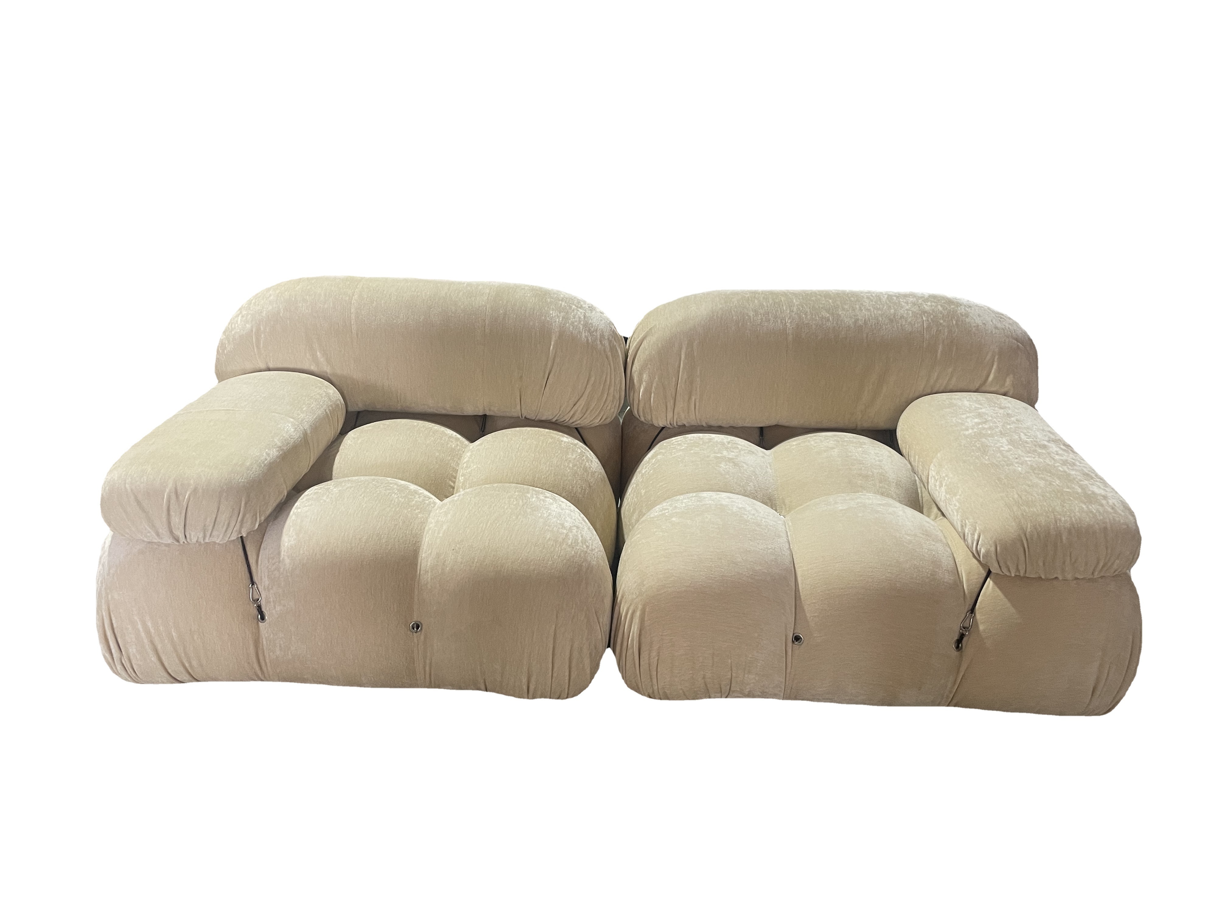 White Velvet Modular 3 Seater Sofa Italian Style Yasite Mario Bellini Sofa