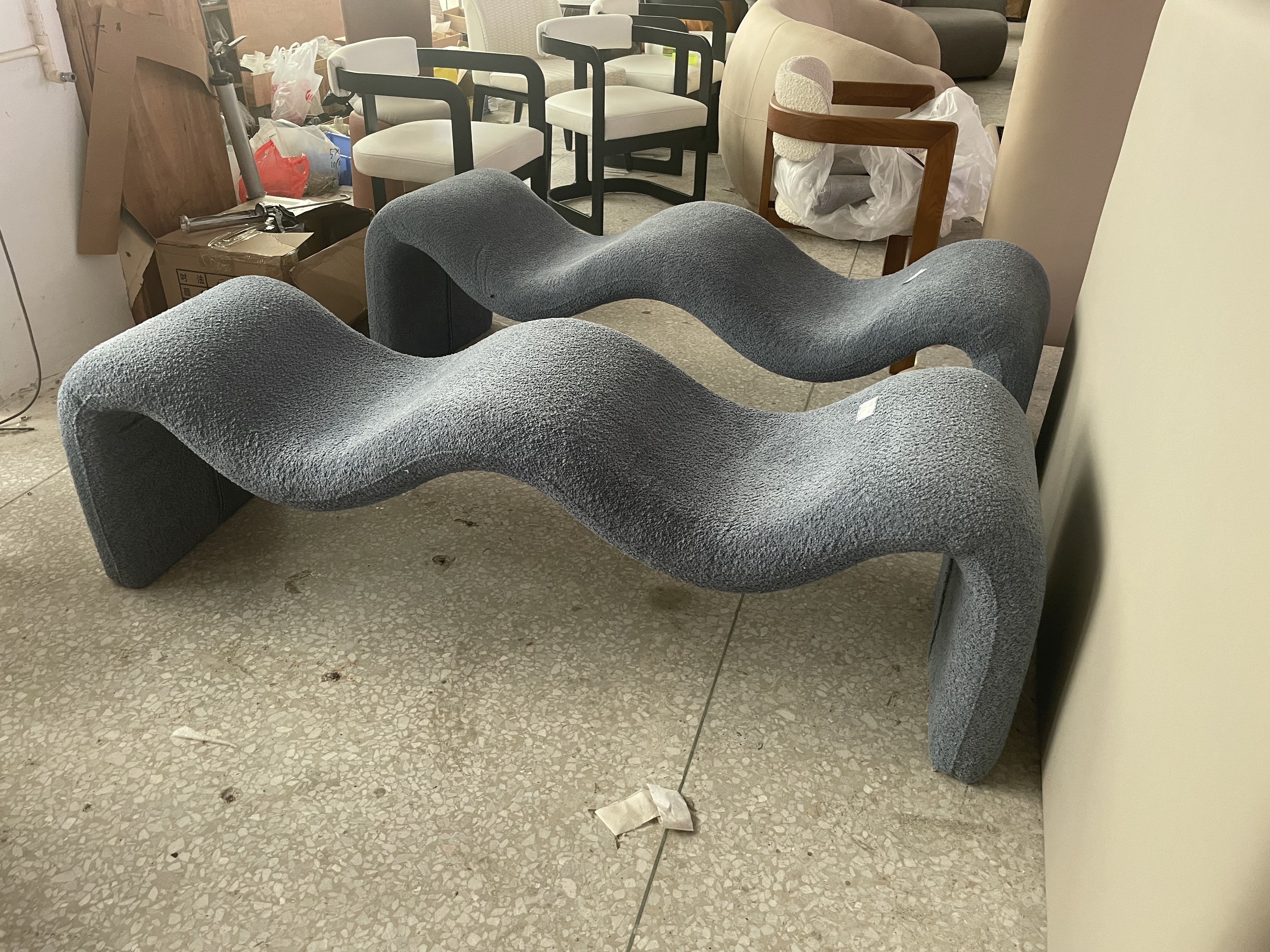 Ready to ship Modern luxury  bench bed end stool Airborne grey Djinn bench living room sofas fabric wood lazy leisure bench