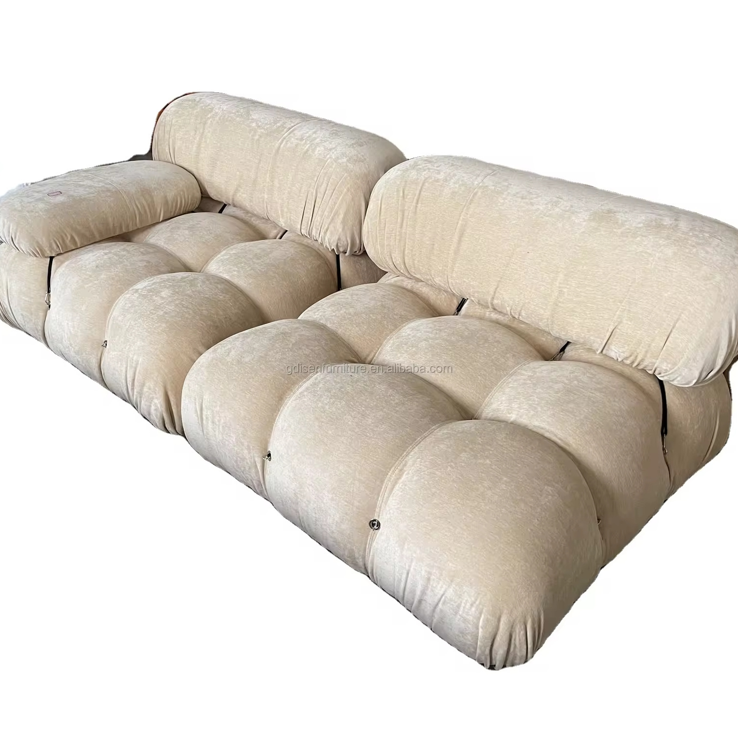 Custom Italian High-End Modular White Velvet Modular System Sofa