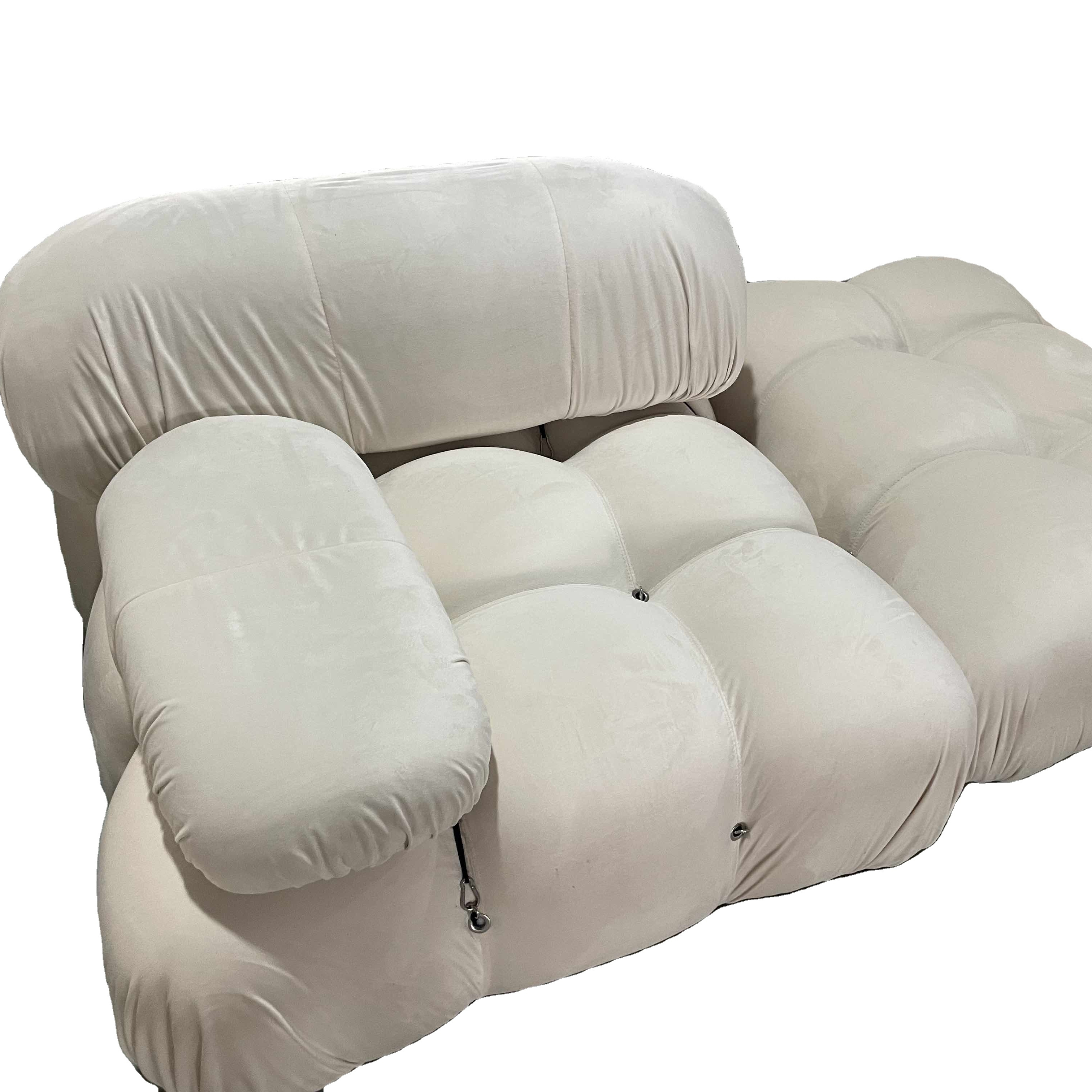 White Velvet Modular 3 Seater Sofa Italian Style Yasite Mario Bellini Sofa