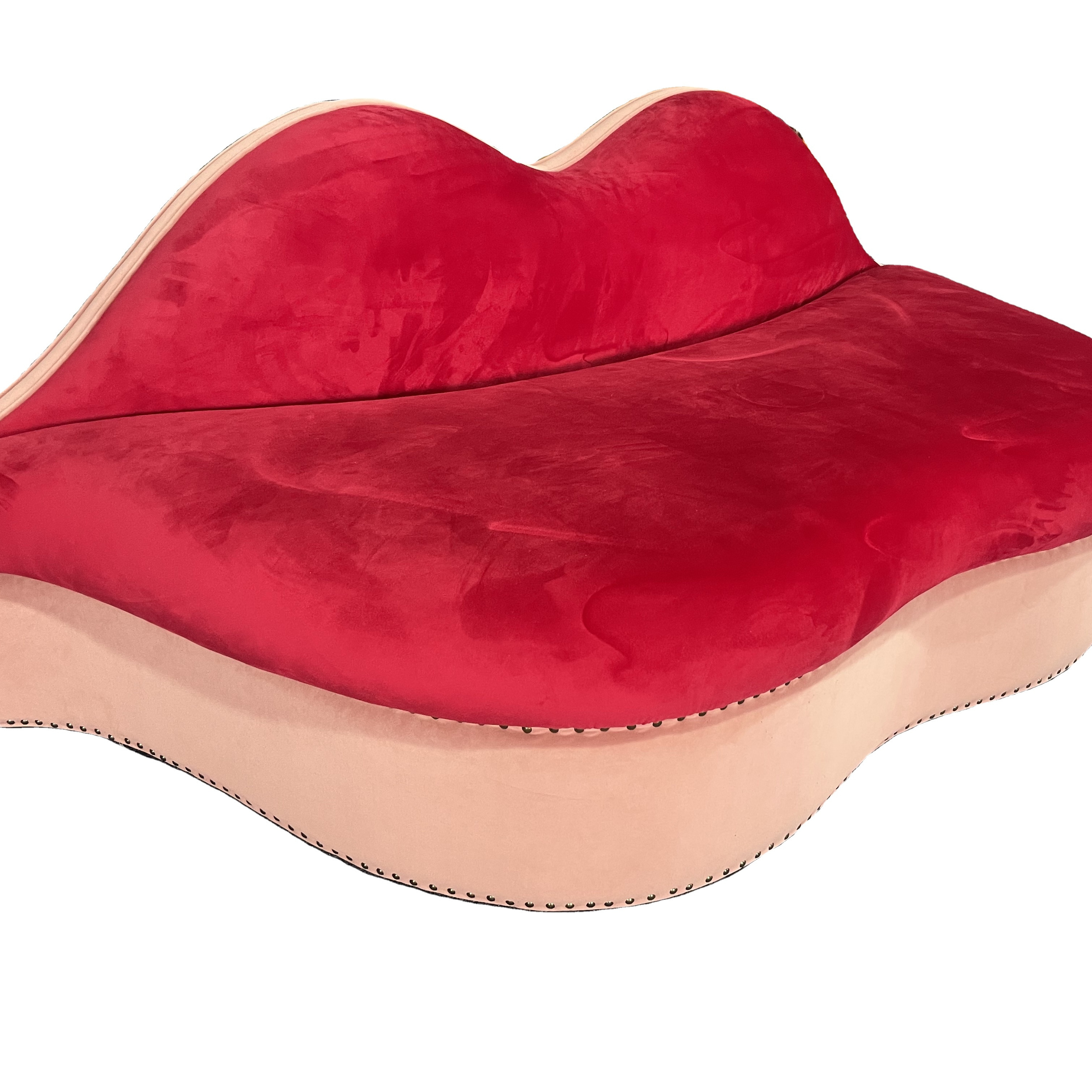 Modern red lip shape waiting room sofa wedding romantic sex pink velvet fabric salon mae west lips sofa