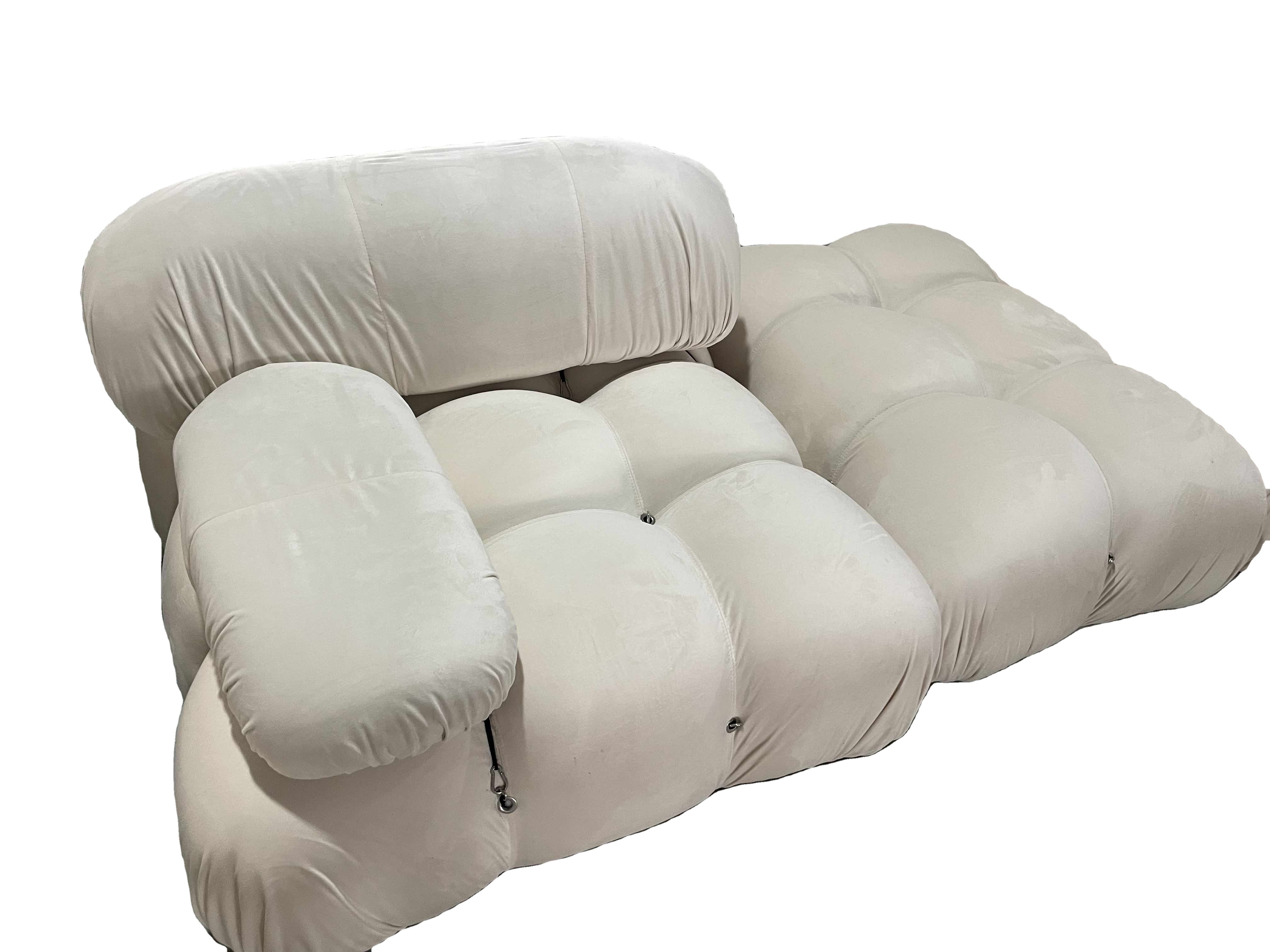 Custom Italian High-End Modular White Velvet Modular System Sofa