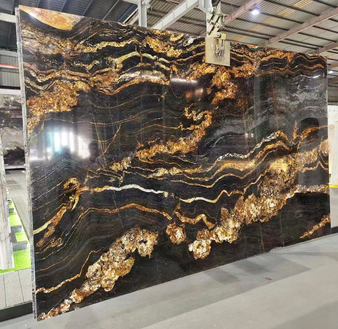 Magma Gold Granite Kitchen Countertop Black Taurus Marble Table Top Black Fusion Island Cabinet Counter 30mm Titanium Worktop