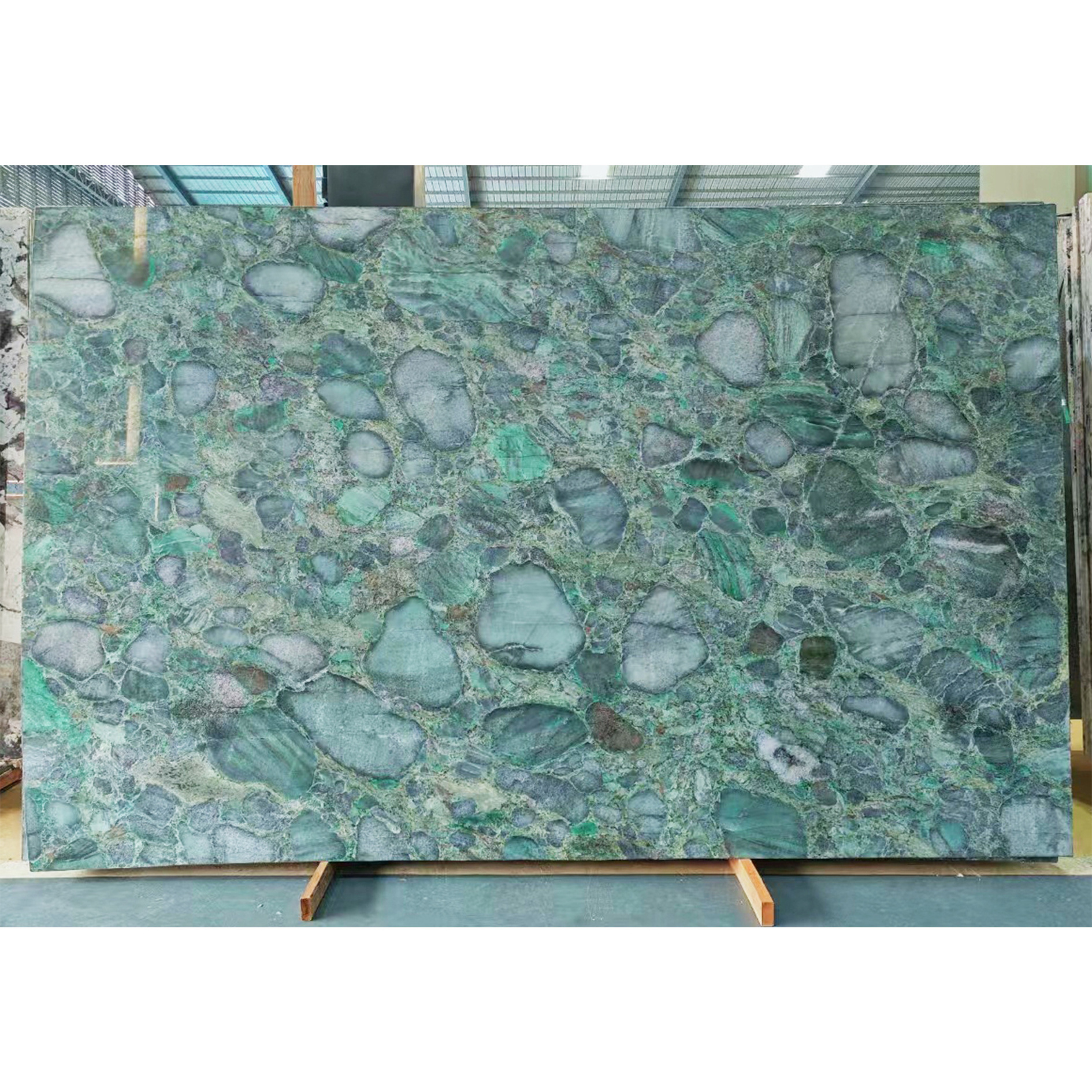 Backlit Verde Marinace Granite Feature Wall Luxury Hotel Villa Background Decoration 20mm Bookmatched Walling Tile Countertops