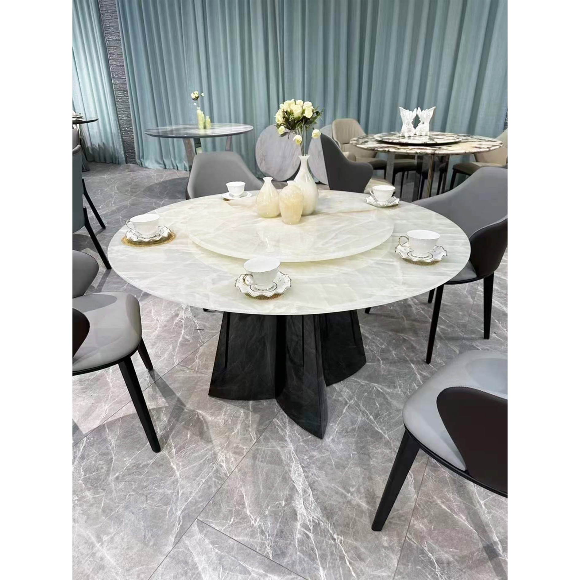 Ice Age Onyx Marble Dining Table Transparent Backlit Wall Cladding Stone Luxury Furniture Counter Top18mm Thickness Marble Top