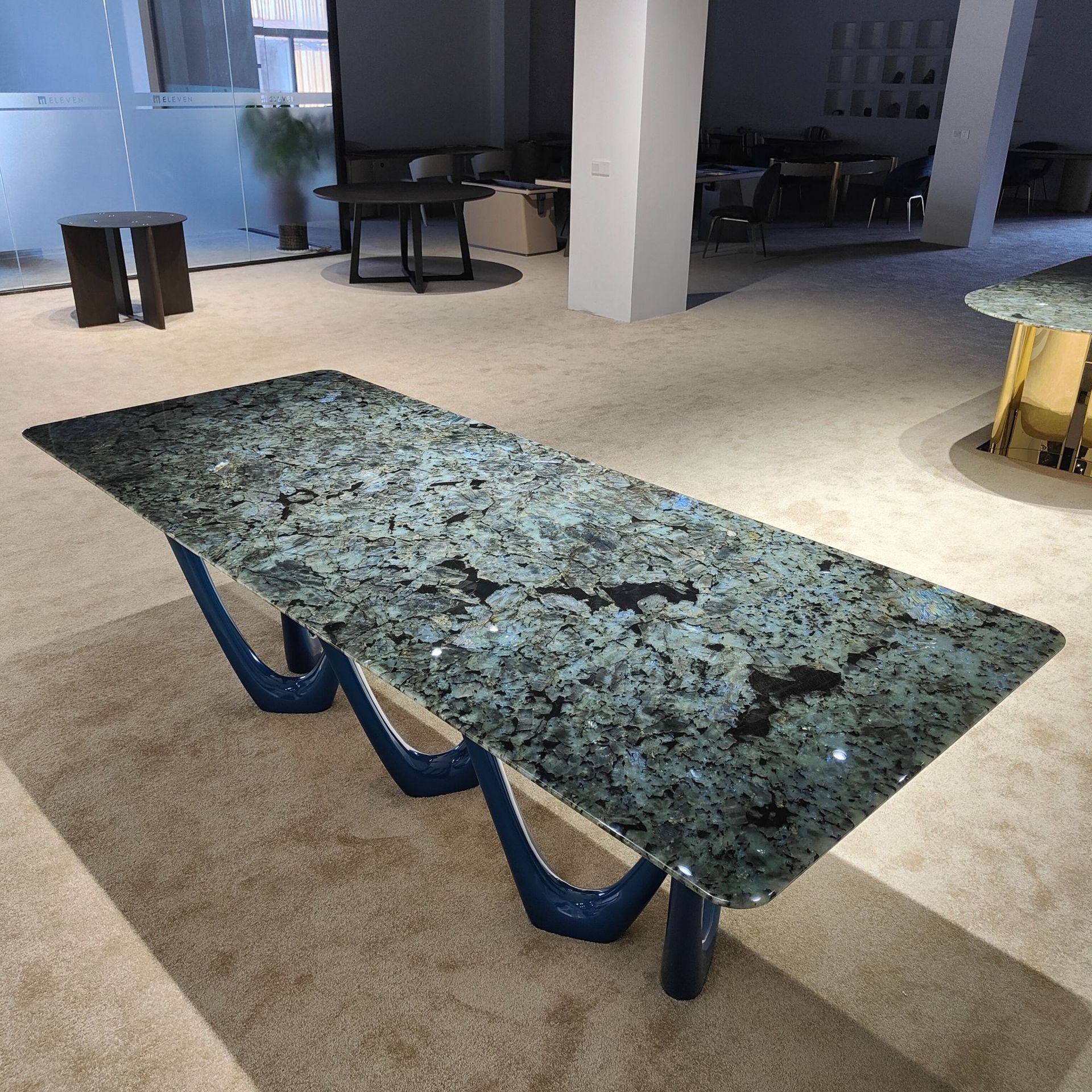 Natural Blue Lemurian Dining Table Coffee Table Genuine Blue Jade Luxury Dining Furniture High Class Walling Tile Marble Top