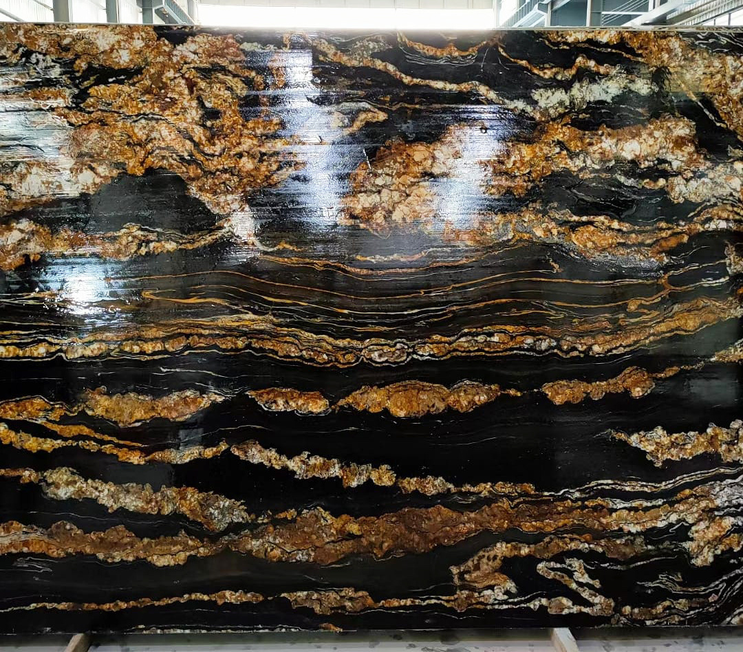 Magma Gold Granite Kitchen Countertop Black Taurus Marble Table Top Black Fusion Island Cabinet Counter 30mm Titanium Worktop