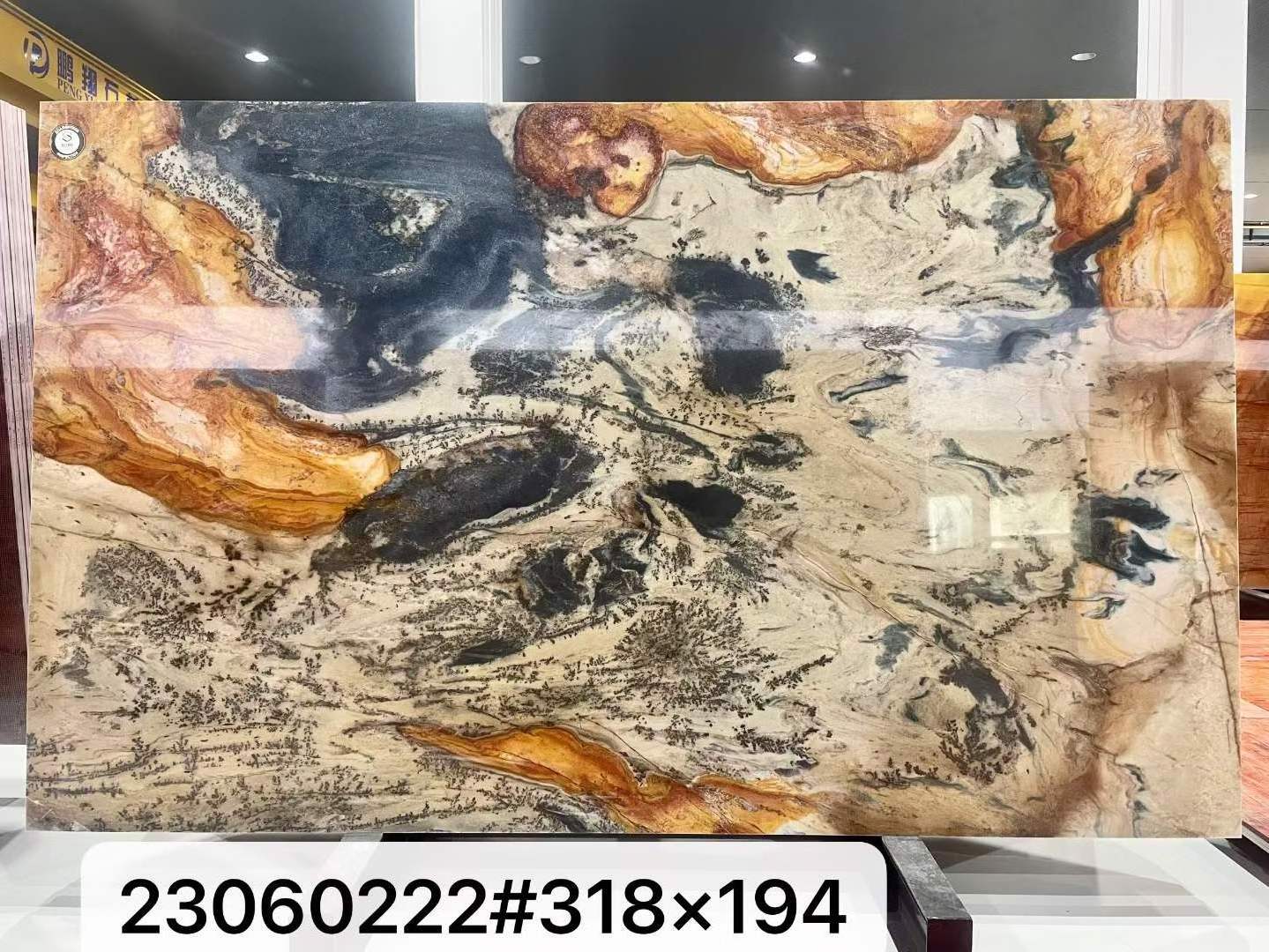 Dunhuang Frescoes Real Marble Background Backlight Wall Cladding Hotel Lobby Club Luxury Decoration 18mm Countertop Marble Top