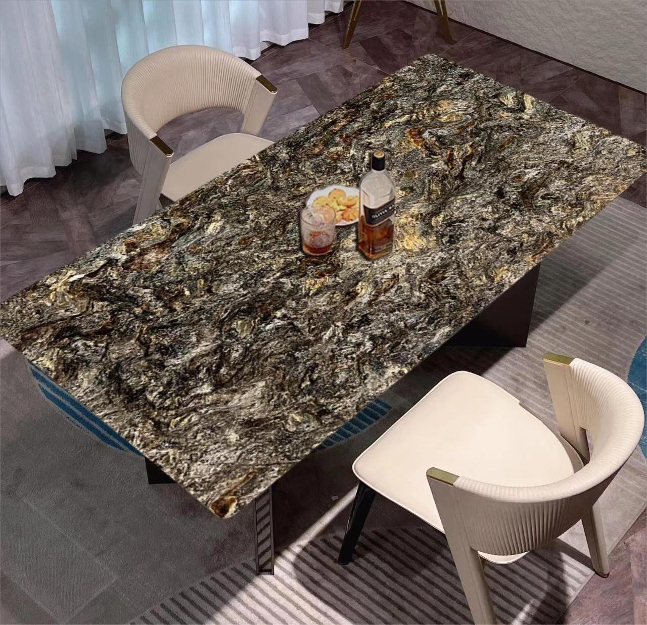 Luxury  Natural  Stone  Marble Top  Marble  Dining Table Villa Ultra  Platinum Diamond Table Dining Table and Chair Combination