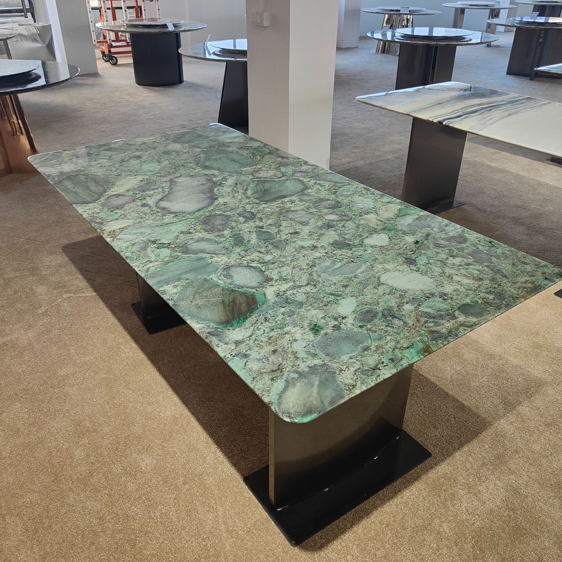 Verde Marinace Granite Green Marble Dining Table Luxury Bookmatched Background Wall Decoration 2cm Kitchen Countertop Marble Top