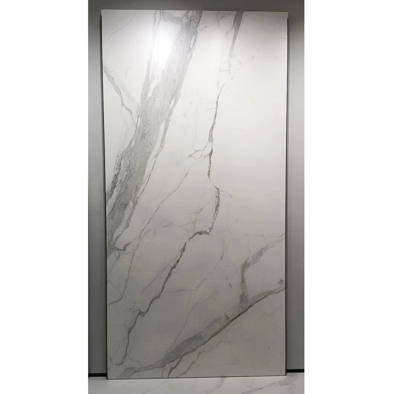 White Marble Veins Kitchen Countertop 1520*3050*20mm Full Edge Finish Sintered Stone Large Porcelain Tiles Bathroom Counter Top